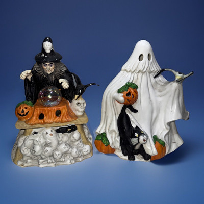 1992 Freddie Samantha Halloween Witch Ghost Prettique Electric Lamps