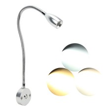 °LED Reading Light 3W Wall Mount Reading Lamp Flexible Gooseneck 3 Color