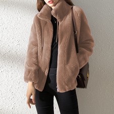 Women's Warm Fleece High Neck Cardigan Sweater for Winter