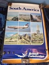 Rare Vintage British Caledonian Airways Travel Agents Poster - South America