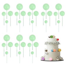 32Pcs Foam Balloons, Cupcake Insert Cake Toppers Cakes Decoration, Light Green