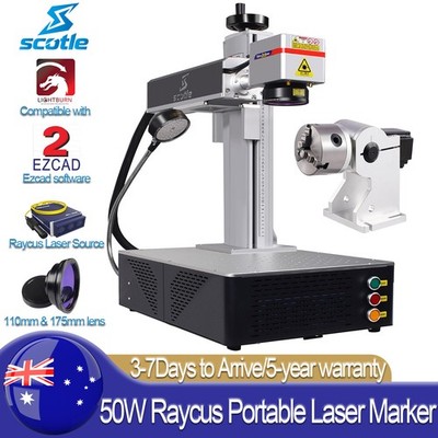 50W Raycus QS Portable Fiber Laser Marking Machine Desktop Metal Engraver&Rotary