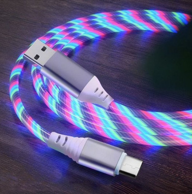 Typ-C Mehrfarbig RGB Fließendes LED USB Kabel Ladekabel Multi Ladegerät