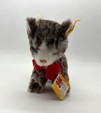Vintage Steiff with Tag Gray White Cat Stuffed Animal Plush