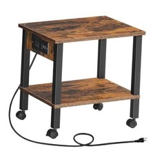 2-Tier Printer Stand With Charging 15"L x 11"W x 12.5"H Rustic Brown  Black