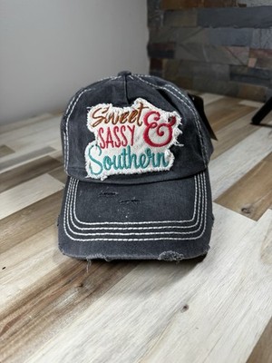 KBETHOS Sweet Sassy & Southern Distressed Embroidered Hat Adjustable Gray