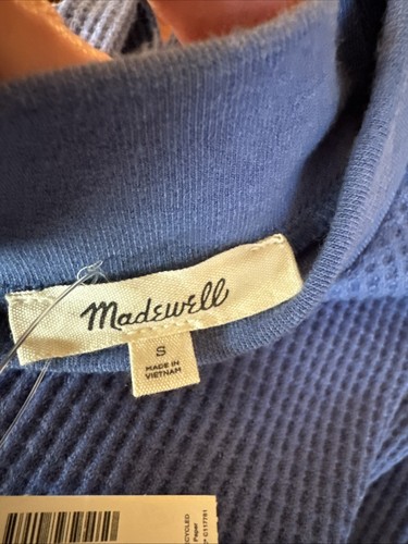 Madewell Waffle-Knit Long-Sleeve Crewneck Tee Womens Small Blue - Picture 8 of 10