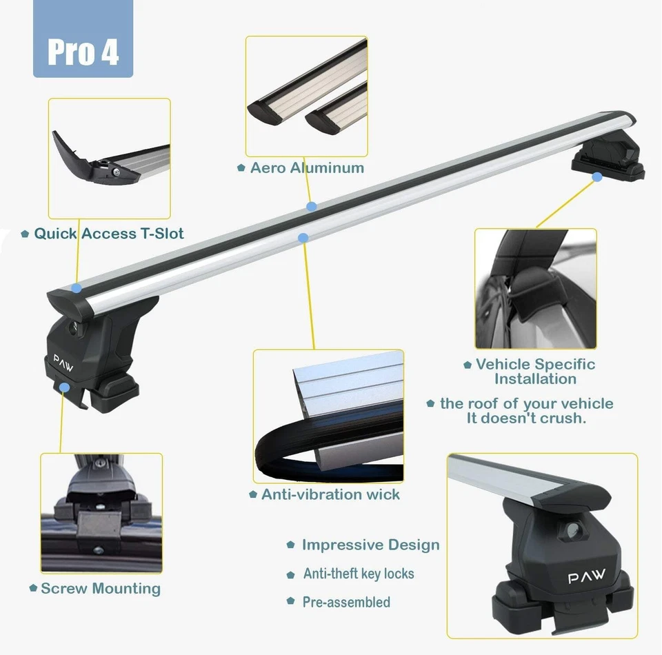 Sistema de portaequipajes de techo para Chrysler 300 2013-2023, barra transversal de aluminio, bloqueable, plateado Foto 2 de 4