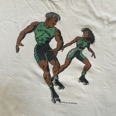 Vtg 1992 H Simpson Roller Skating Graphic T Shirt Cut Off USA Fruit of the Loom