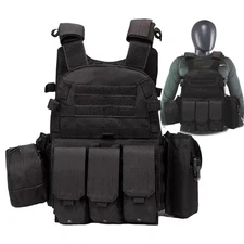 Tactical Vest for Men and Military Vest - Black Airsoft Tactical Vest Plate C...