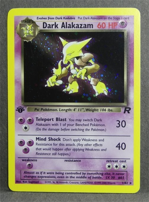 Pokemon Team Rocket Dark Alakazam #1/82 - 1st edition - near mint