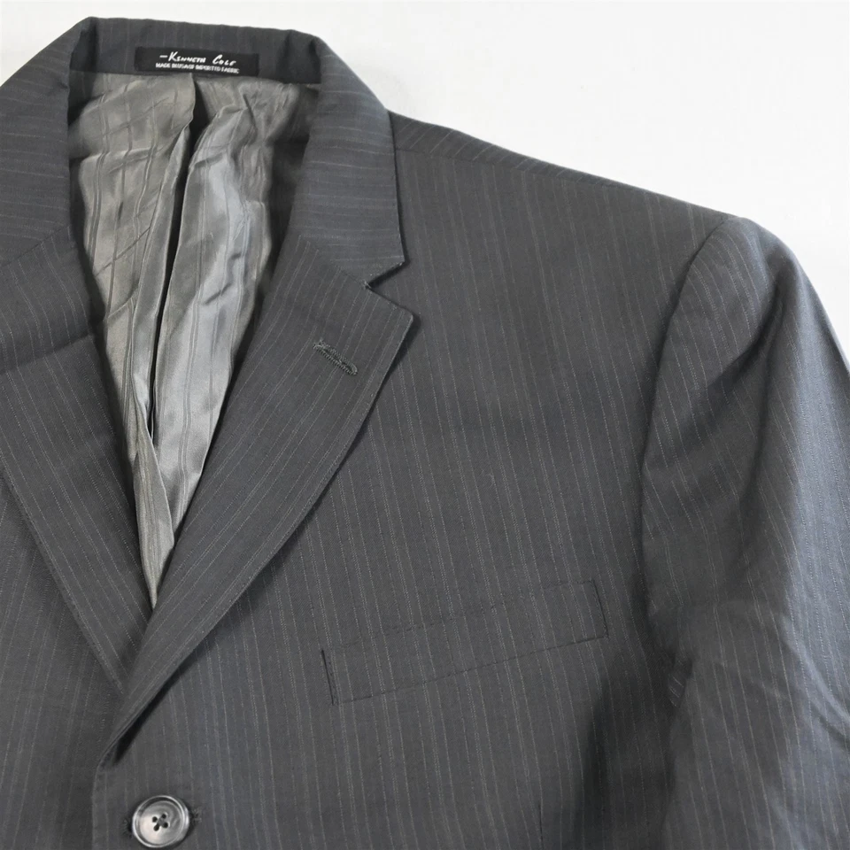 De Colección Hecho en EE. UU. Y2K Boxy 43R 36x30 Gris Rayas Lana Hombres Chaqueta Pantalones Traje Foto 3 de 4