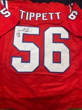 Andre Tippett Autographed Custom Red Patriots Jersey Inscribed 