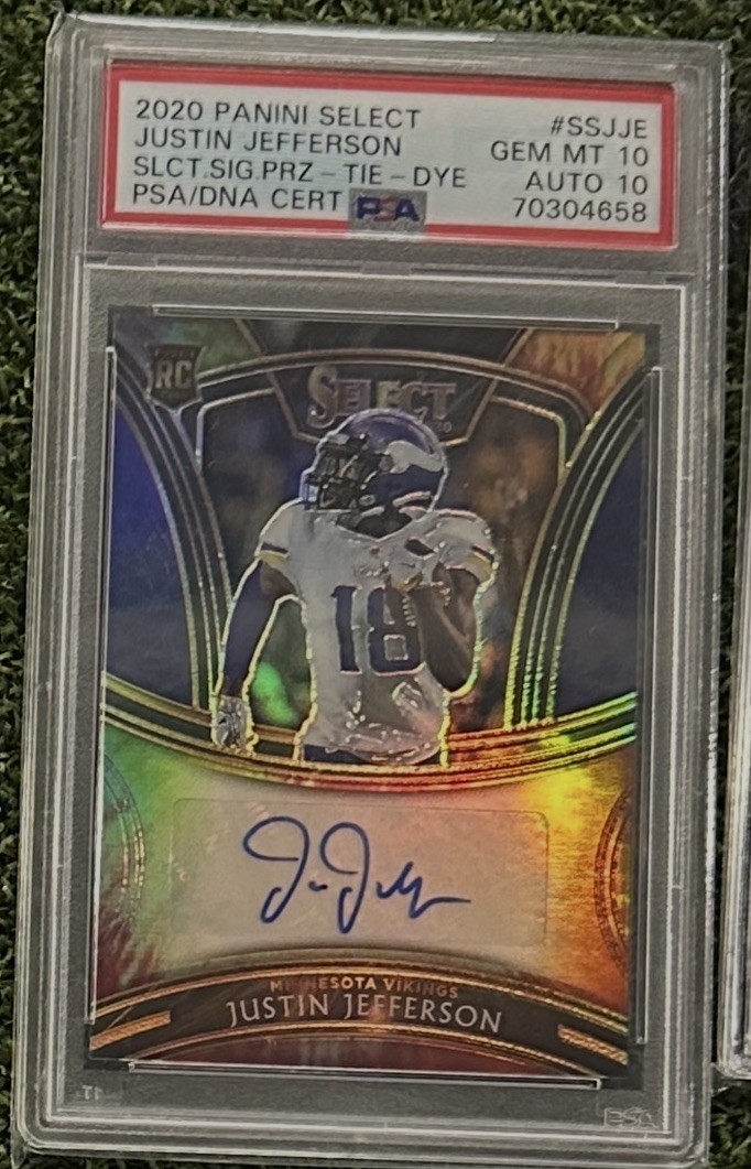 Justin Jefferson Panini Select Select Signatures Prizm #SSJJE Tie-Dye
