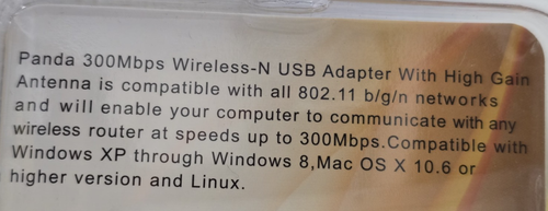 New In Box Panda Wireless 300 Mbps 2.4 GHz Wireless USB Adapter w/Antenna - Afbeelding 7 van 8