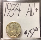 1934 Mercury Silver Dime AU+! ENN Coins