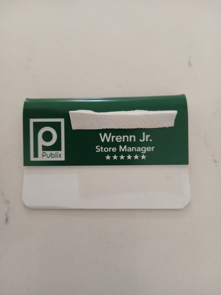 Insignia de clip de etiqueta de nombre de gerente de tienda de comestibles Publix Super Market verde de colección