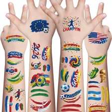 Awinmay 45 Pcs Soccer Tattoos - World Cup Temporary Medium, Multicolor
