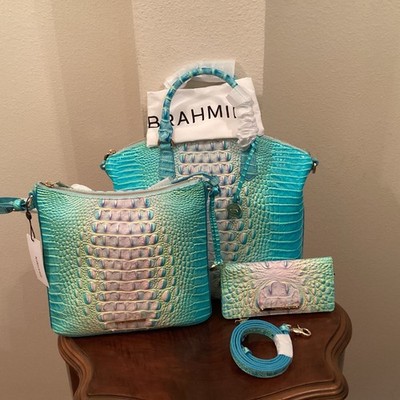NWT Brahmin Cotton Candy Lg Duxbury Bag & Katie Crossbody & Matching Ady Wallet