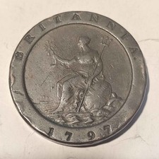 1797 United Kingdom Cartwheel Two Pence Coin King George III Proclamation Money