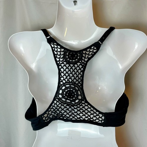 Sexy Sujetador Victoria Secret 36C Negro Push Up Cierre Frontal Crochet Encaje Espalda Corredora