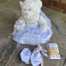 Build A Bear Bride BAB White Bear with Wedding Dress Shoes Veil Garter Satin