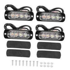 4-LED Aluminum Strobe Lights, 4 Pack MIni Warning Strobe Lamps White/Yellow