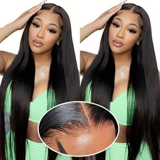Straight Glueless Wigs Human Hair Pre Plucked Pre Cut 4x4 HD Lace Closure Wigs