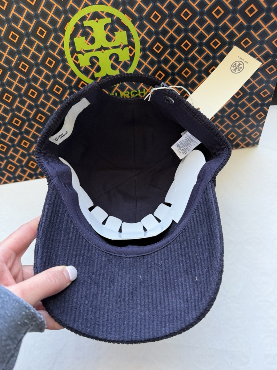 Tory Burch Corduroy Logo Cap Hat Tory Navy Blue | eBay