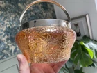 CARNIVAL GLASS ~ CRACKLE HANDLED BOWL ~