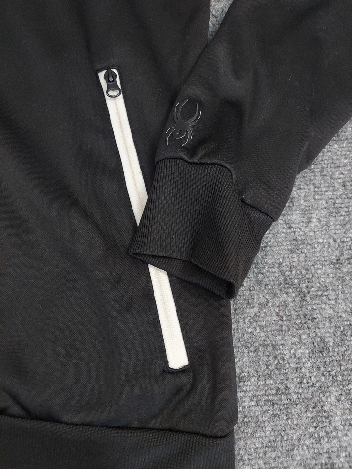 Spyder Pullover Sudadera con Capucha Para Hombres Pequeña Negra Proweb Bolsillos con Cremallera Sudadera Atlética Foto 4 de 4