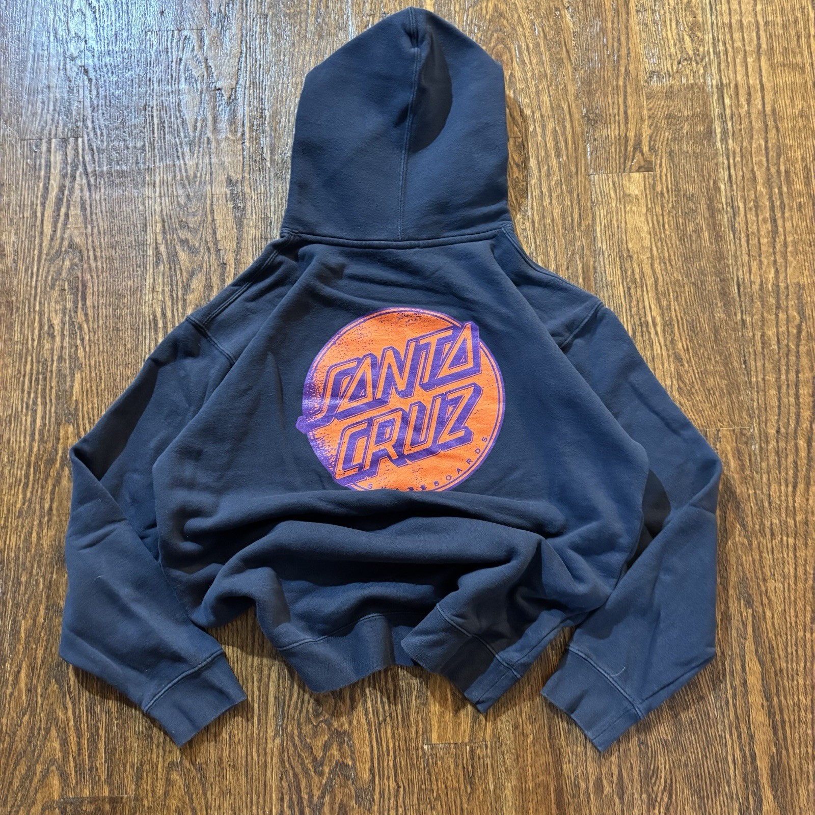 Santa Cruz navy blue hoodie with orange and purple logo Size Large
