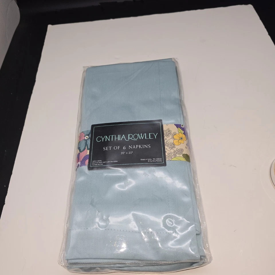 Cynthia Rowley Set of 6 Cotton Dinner Napkins 20x20 Light Green - Image 2 of 4