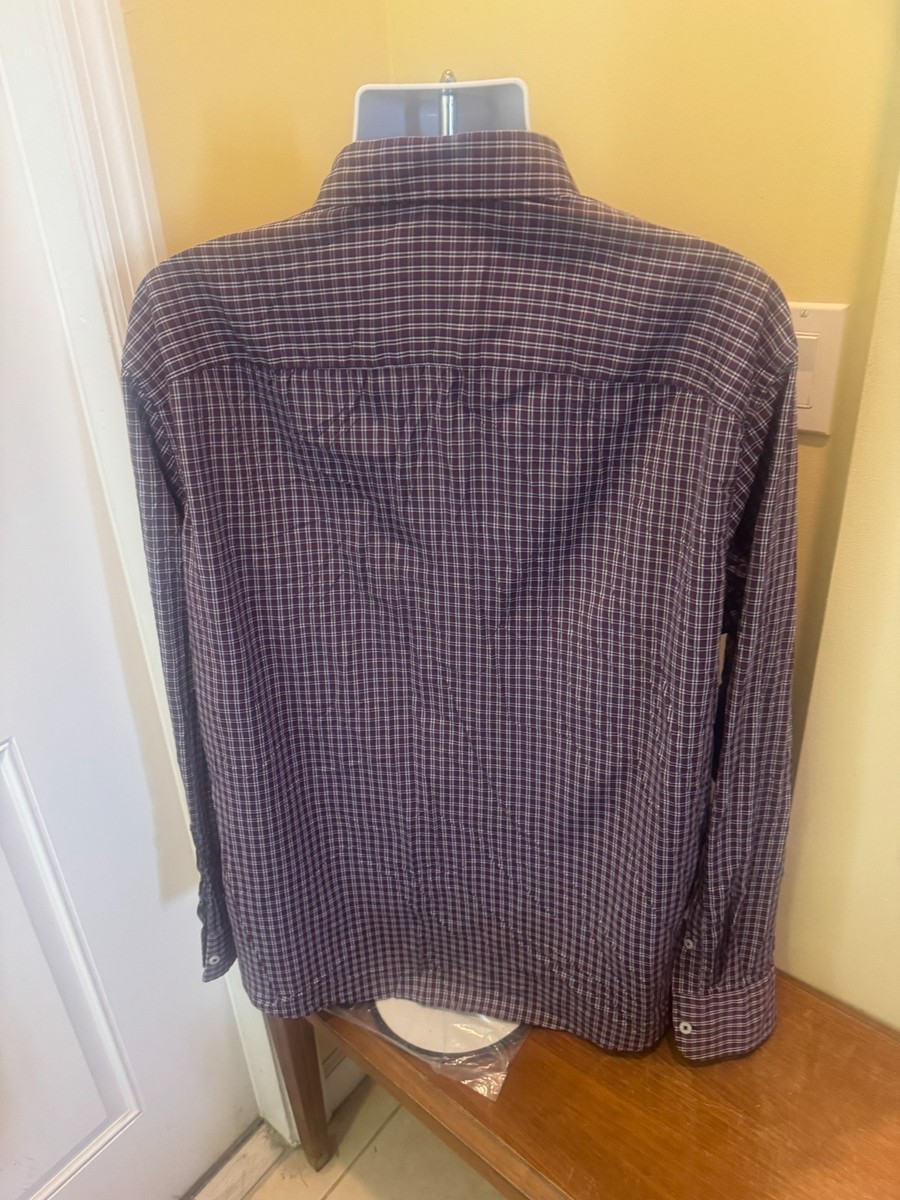 Untuckit Shirt. Button Front Mens xxxl Vigneti Plaid Maroon Nylon Stretch 3xl View 6