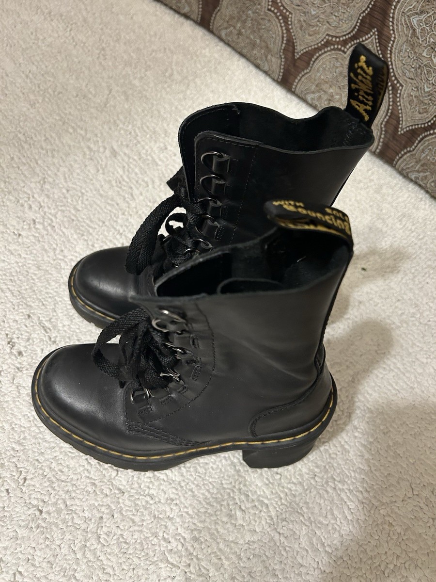 Dr. Martens Chesney Lace Up Chunky Heel Leather Boots Black