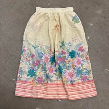 1970  s Watercolor True Vintage Floral Midi Skirt 26 waist