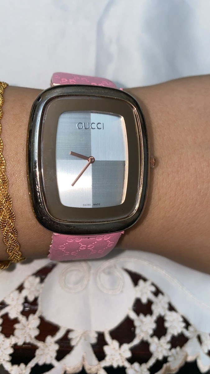 GUCCI 時計 ピンク レディース Gucci A8878 Women Quartz Watch Pink Genuine Leather Swiss
