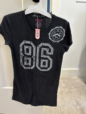 NWT VINTAGE Y2K Victoria s Secret Love 86 PINK Bling Tee Shirt top Sz S