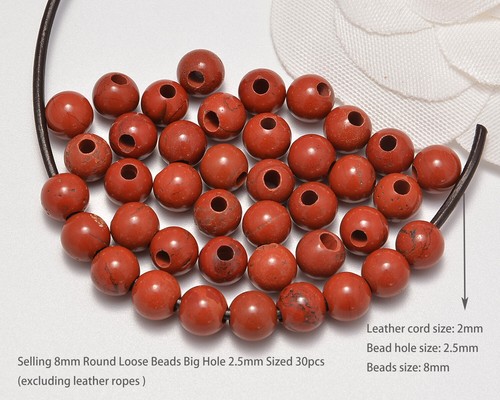 40pcs Natural Gemstone 8mm Round Loose Beads Big Hole (2.5mm) Sized  - Bild 20 von 47