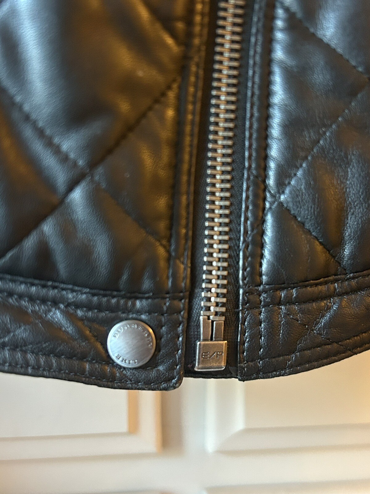 Burberry Black Leather Quilted Biker Jacket image 5