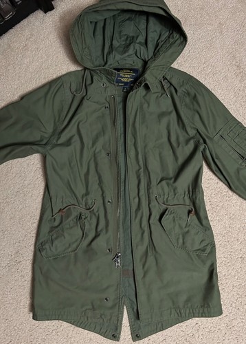 Alpha Industries Military Green MEDIUM Coat MEN'S Full Zip hooded trench coat - Picture 2 of 9