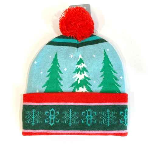MICKEY MOUSE CHRISTMAS BEANIE cappello pom invernale in maglia berretto da sci blu rosso verde ADULTO - Foto 2 di 3