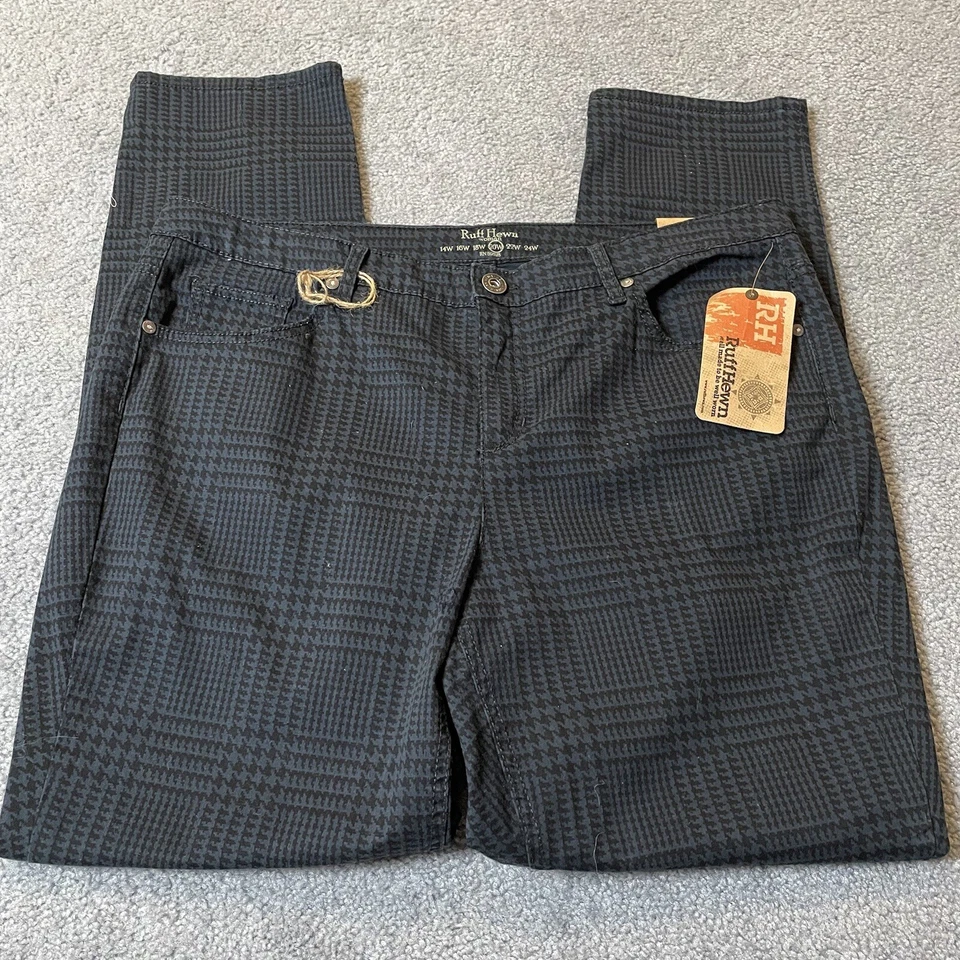 Женские брюки Ruff Hewn размер 20 Вт классические узкие клетчатые серые с высоким подъемом прямые штанины - Изображение 3 из 4