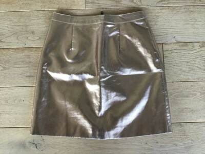 mini rock kunstleder fake leather river island rose gold 34 boho glam