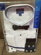SKULL SOCKS /TUXEDO SHIRT/BOWTIE/CUFFLINKS APT.9 SLIM FIT 17-17.5 36/37 STRETCH