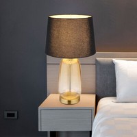 Tischlampe Tischleuchte Nachttischlampe Textil Glas E27 Wohnzimmerlampe H 52 Cm
