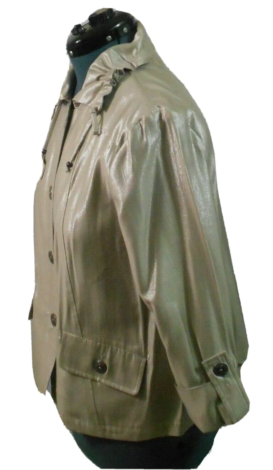 Ruby Rd Women's Rayon Blend Gray Jacket Drawstring Hi-Stand Collar Size 10 - Image 3 of 4