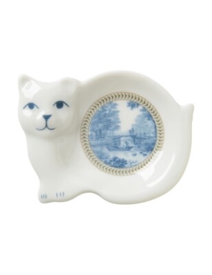 Victorian Trading Pussy Willow Cat Porcelain Trinket Tray Tea Bag Caddy 12D
