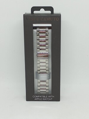 Vince Camuto 24mm Silver Stainless Steel Watch Band Fits Apple Watch 42/44/45mm