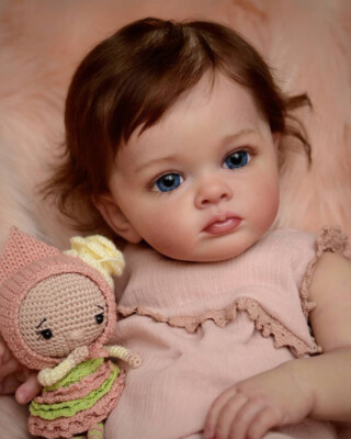 AnAn 22''Real Reborn BabyDoll Lifelike Newborn Girl Full Body Vinyl Silicone Doll
